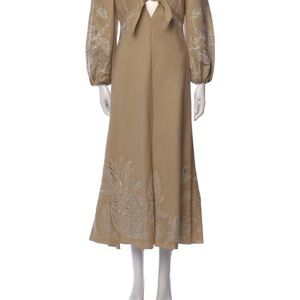 Elegant Long Sleeve Tan Dress